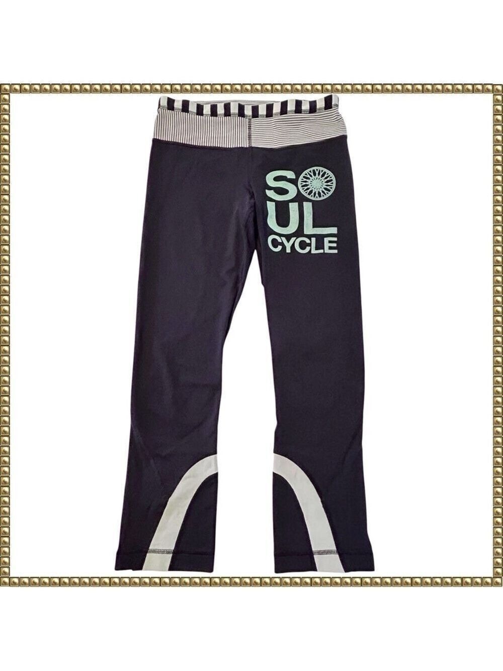 Lululemon SoulCycle Inspire Cropped Leggings Black Mint Size 4